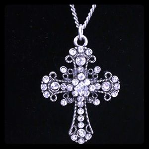 Beautiful rhinestone cross necklace